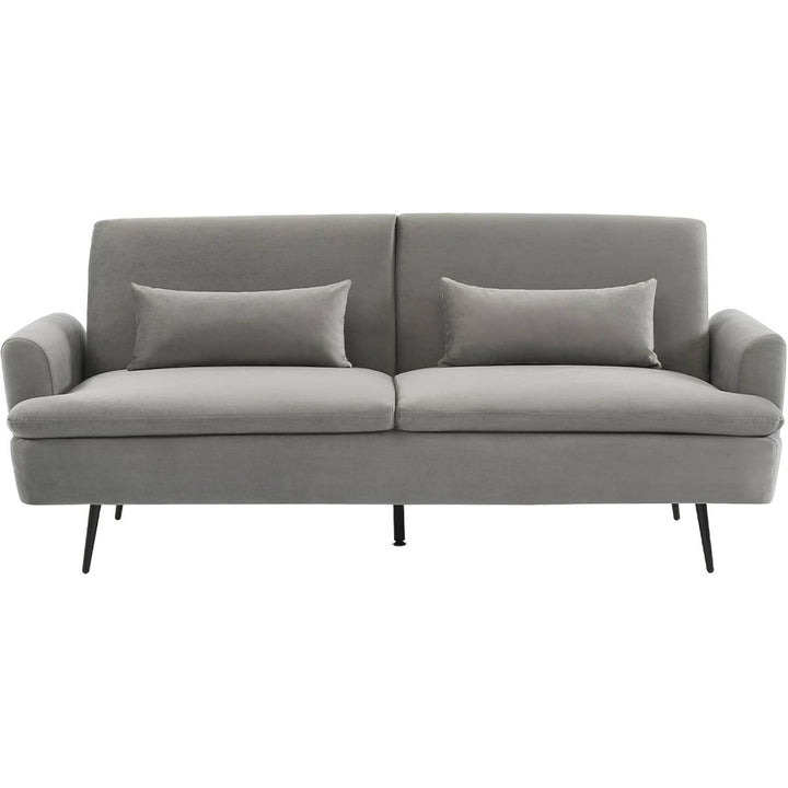 Alice'S Home - Canapé Convertible. John. 2-3 Places Pieds Métal Et Velours Gris Clair L 210 X P111 X H48Cm | Designix -     - https://designix.fr/