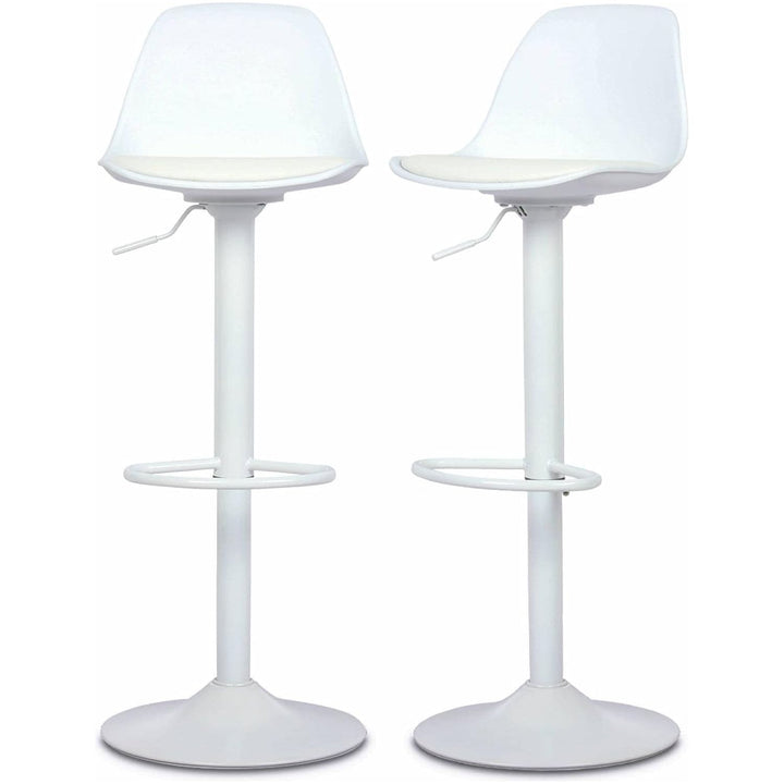 Alice'S Home - Lot De 2 Tabourets De Bar Réglables 61.5/83.5Cm - Noah - Simili Cuir Blanc - Hauteur Réglable. Repose-Pieds | Designix - Amazon    - https://designix.fr/