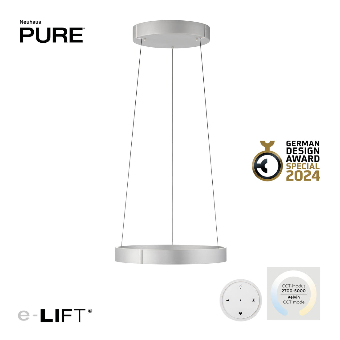 Suspension luminaire | Pure E-Clipse Aluminium