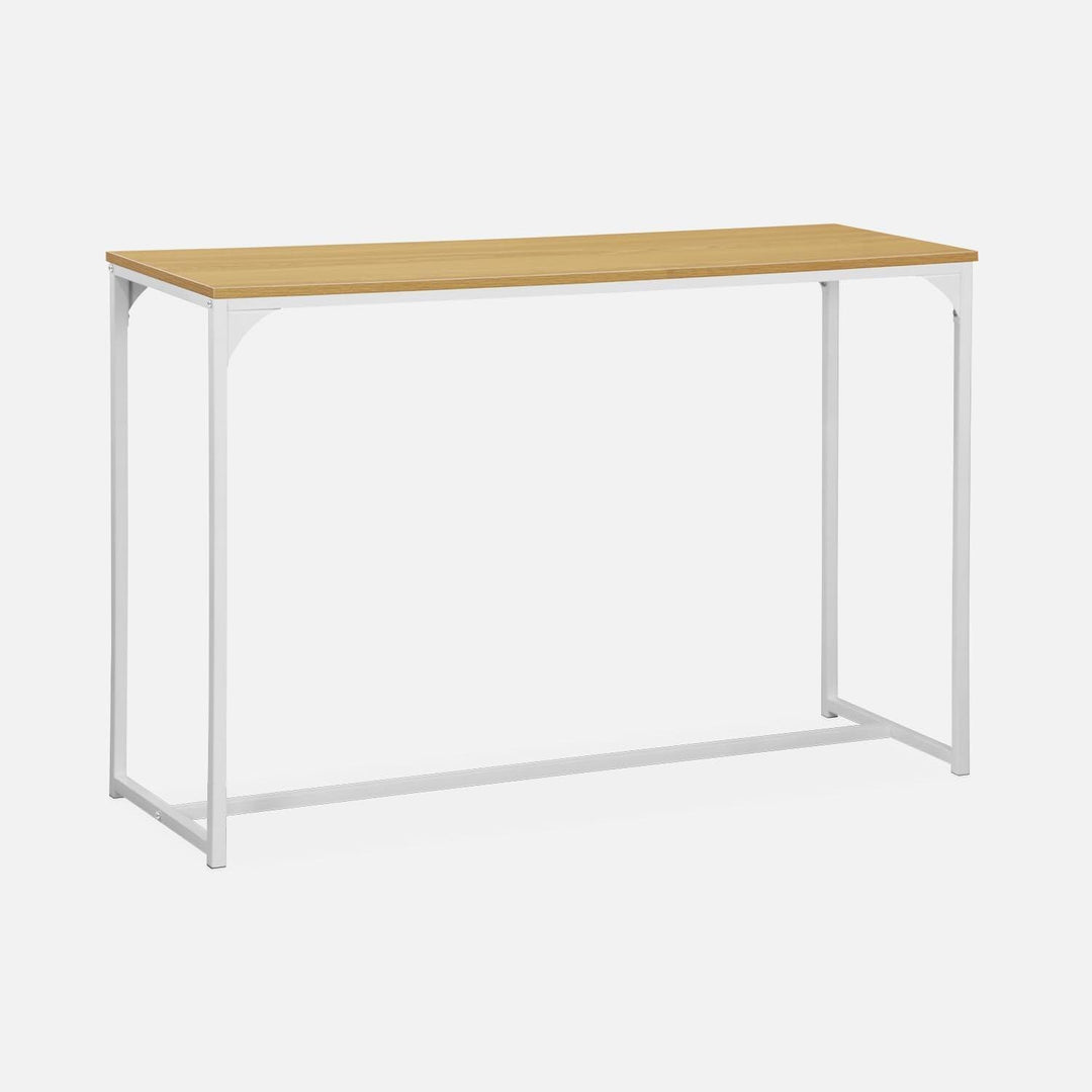 Alice'S Home - Console En Métal Blanc Mat Et Décor Bois. 120X39X79Cm - Loft - Table D'Appoint Avec 1 Barre De Renfort | Designix - Amazon    - https://designix.fr/