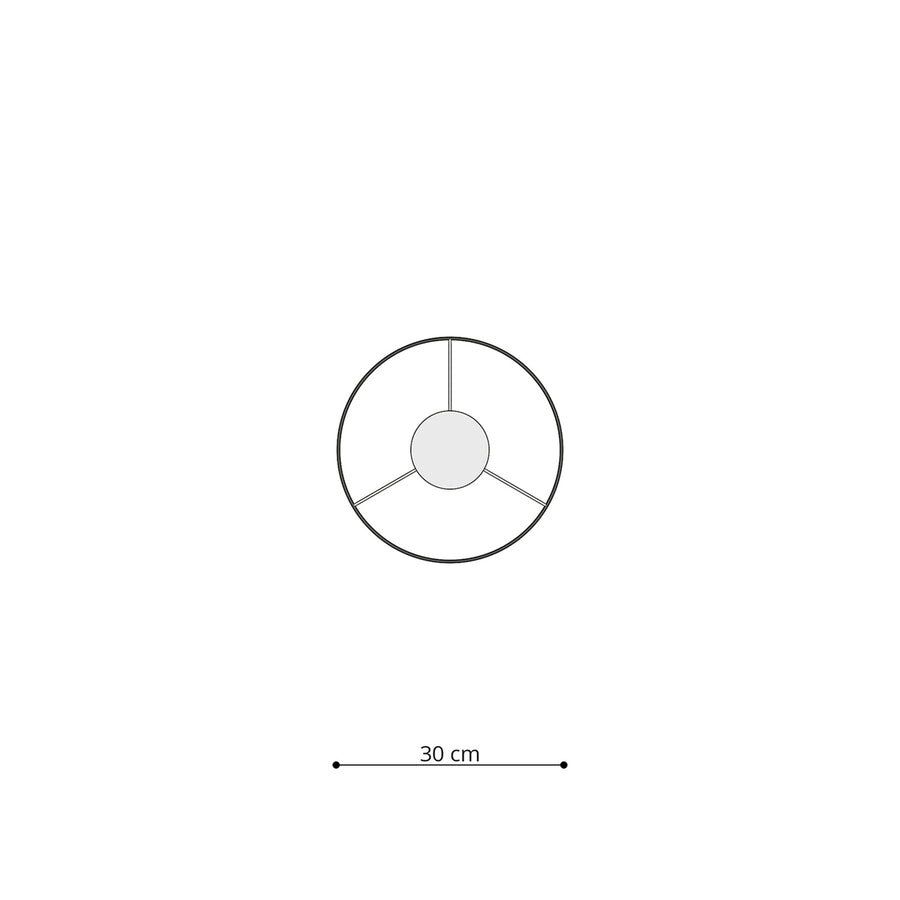Schéma technique vu de dessus avec cercle et dimensions trente centimètres.