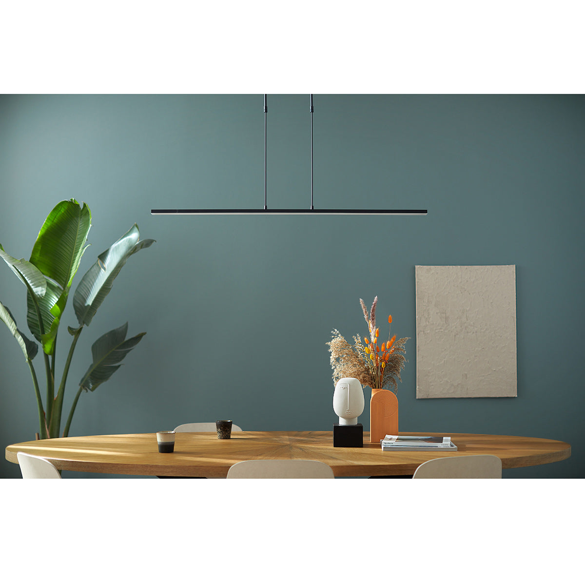 Suspension LED tactile noire, barre 122 cm variateur — vue 5