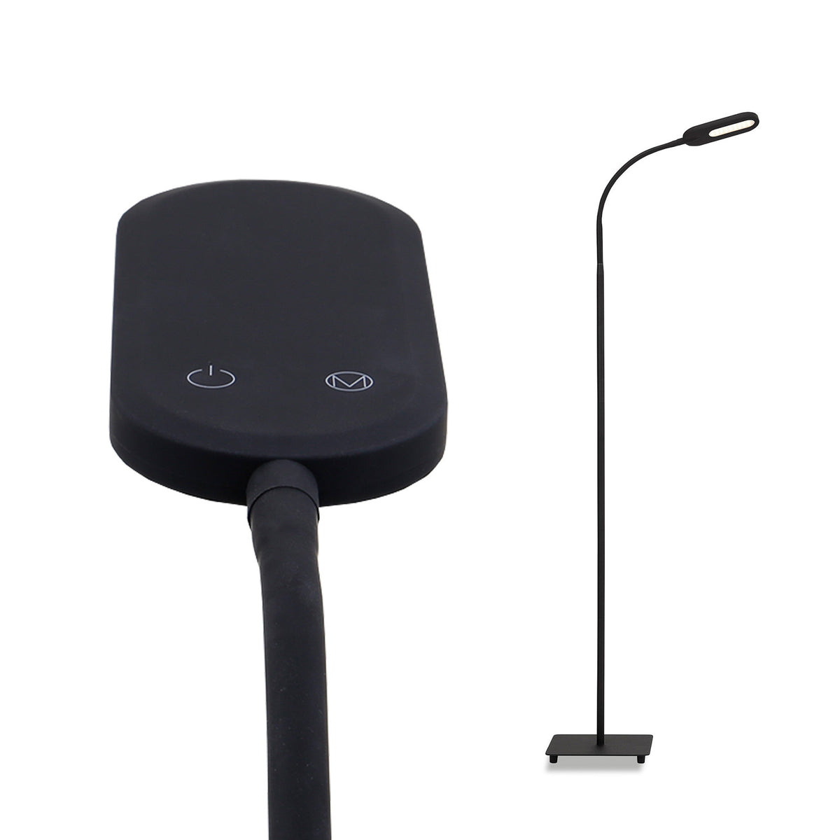 Lampadaire LED Office Step en métal, noir et blanc, hauteur 158,6 cm