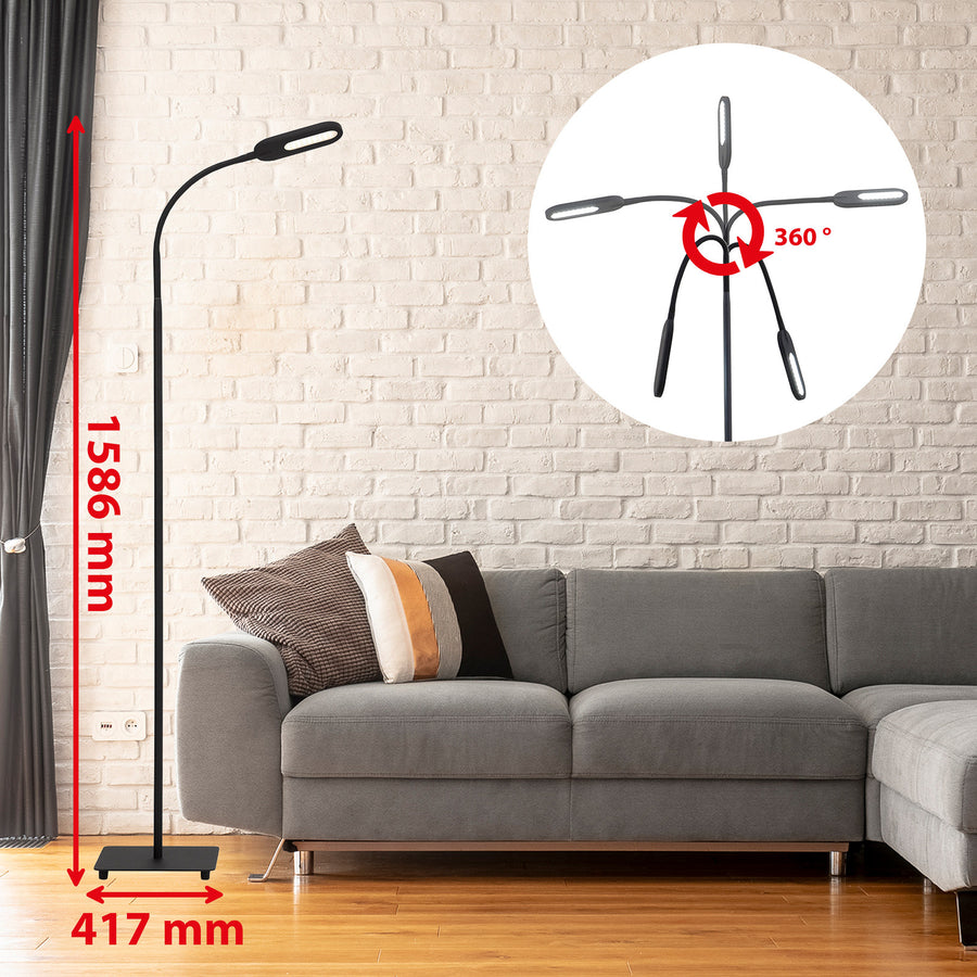Lampadaire LED Office Step en métal, noir et blanc, hauteur 158,6 cm
