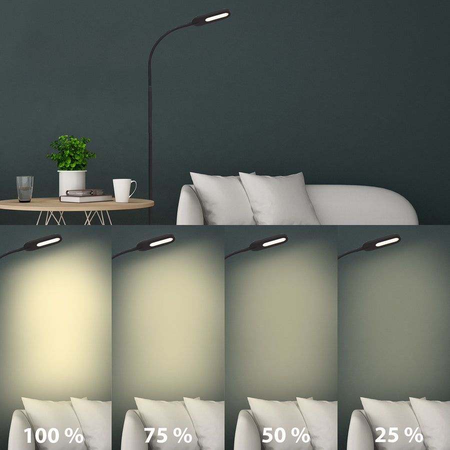 Lampadaire LED Office Step en métal, noir et blanc, hauteur 158,6 cm