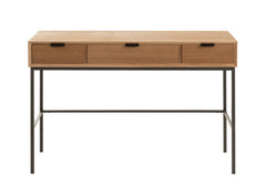 Console Bois Métal Naturel 3 Tiroirs