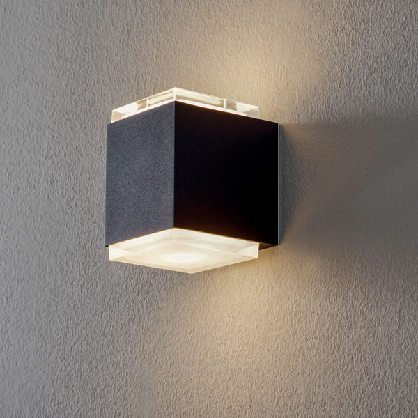 Applique murale LED 50063 3 000 en verre, noir, hauteur 12 cm
