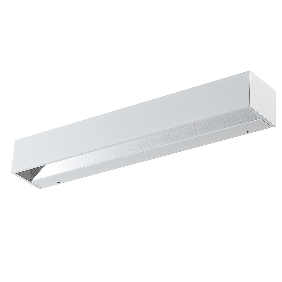 Produit sur fond blanc, vue en angle du boîtier blanc et du diffuseur strié.
