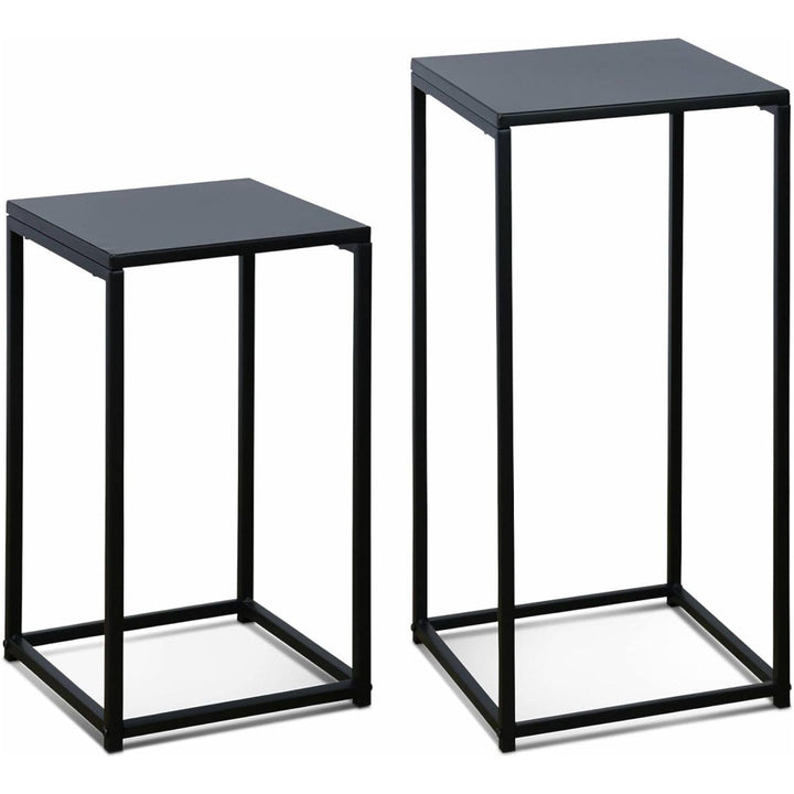 Alice'S Home - Lot De 2 Tables D'Appoint Gigognes Noires - Industrielle - Bouts De Canapé 34X34X74Cm / 30X30X54Cm | Designix - Amazon    - https://designix.fr/