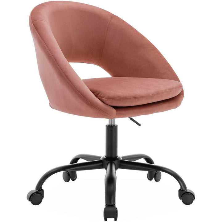 Alice'S Home - Chaise De Bureau Ronde À Roulettes En Velours Vieux Rose. Pam. L 59 X P 60 X H 79 / 89Cm. | Designix - Amazon    - https://designix.fr/