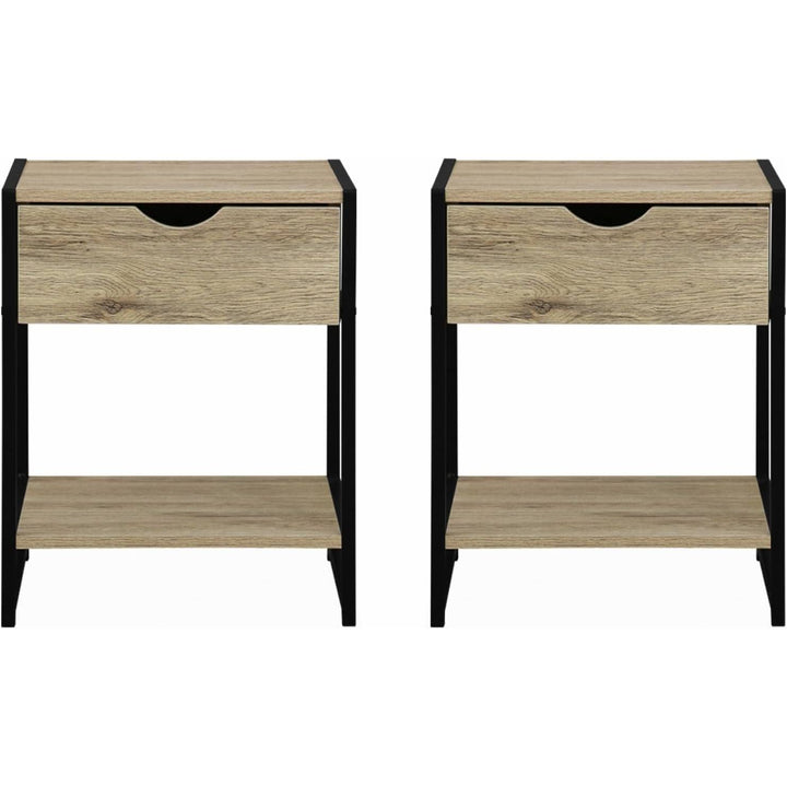 Alice'S Home - Lot De 2 Tables De Chevet. Loft. Un Tiroir Une Étagère. L 40 X L 40 X H 50Cm | Designix - Amazon    - https://designix.fr/