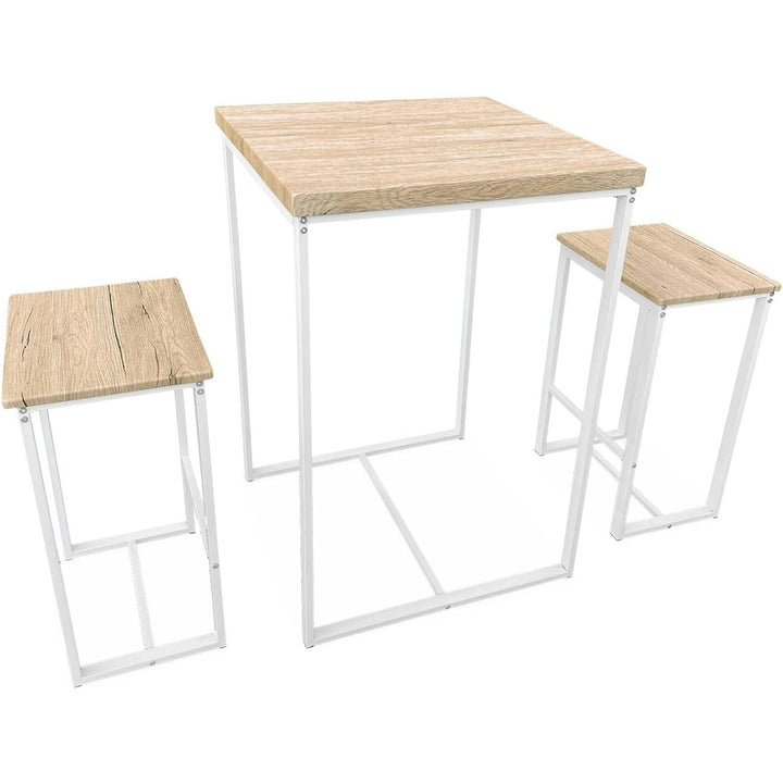 Alice'S Home - Set Table Haute Carré - Loft - Avec 2 Tabourets De Bar. Acier Et Décor Bois. Encastrable. Design | Designix - Amazon    - https://designix.fr/