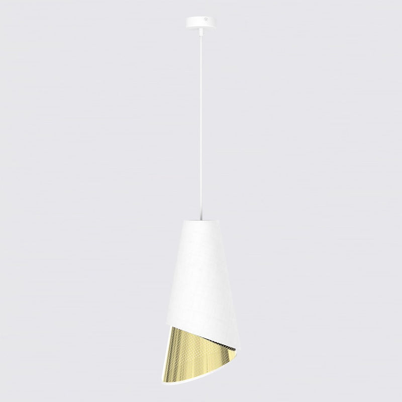 Suspension Moda blanche, tissu doré