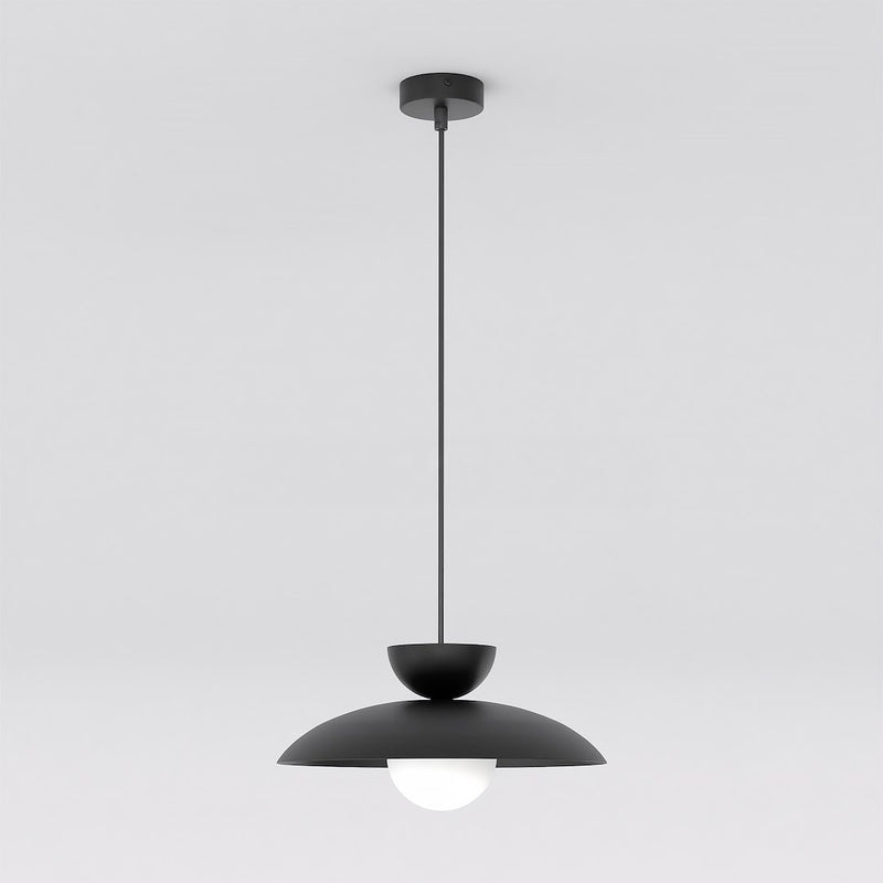 Suspension Mulan noire, verre blanc