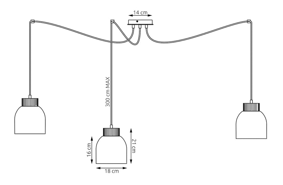Suspension Kru 3 lumières noire, bois