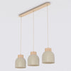Suspension Vigo 3 lumières beige, bois