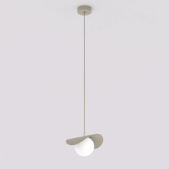 Suspension Ritual beige, verre blanc, H 20 cm