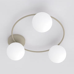 Plafonnier Sopra 3 lumières beige, verre blanc