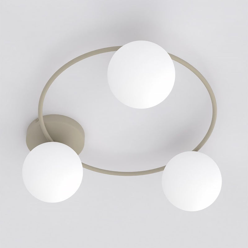 Plafonnier Sopra 3 lumières beige, verre blanc
