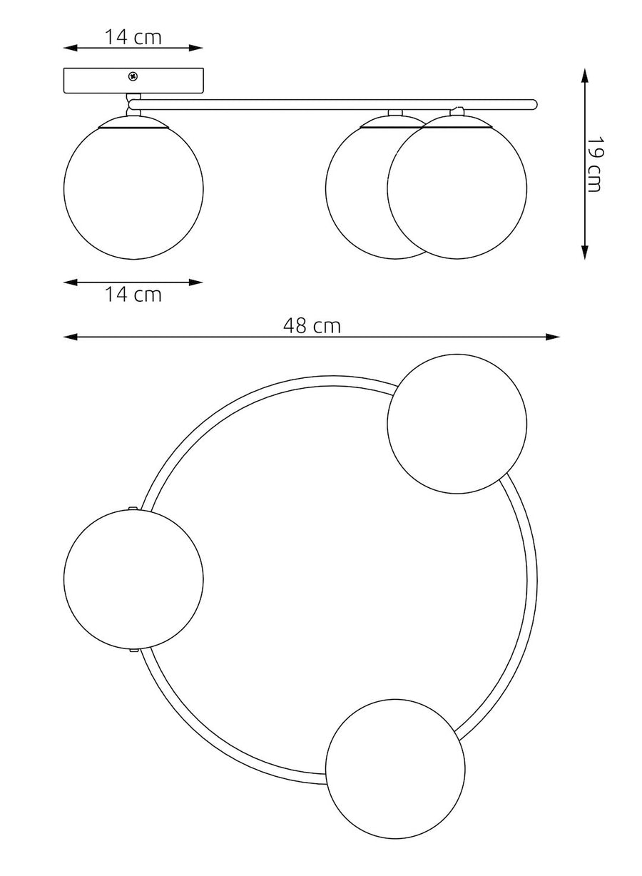 Plafonnier Sopra 3 lumières beige, verre blanc