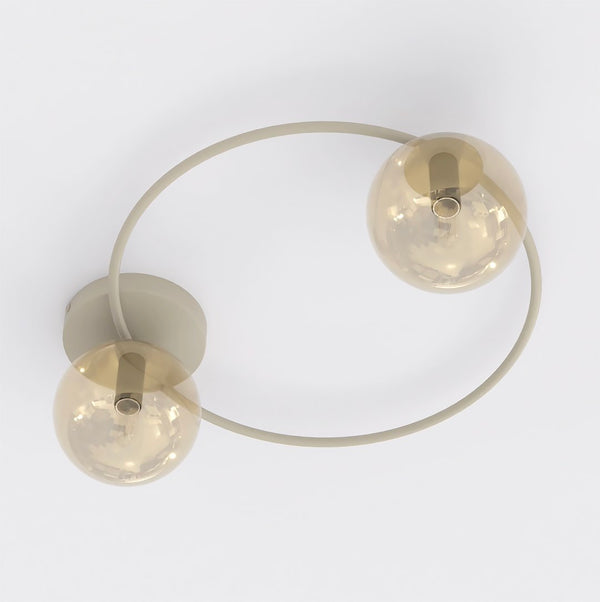 Plafonnier Sopra 2 lumières beige, verre ambré