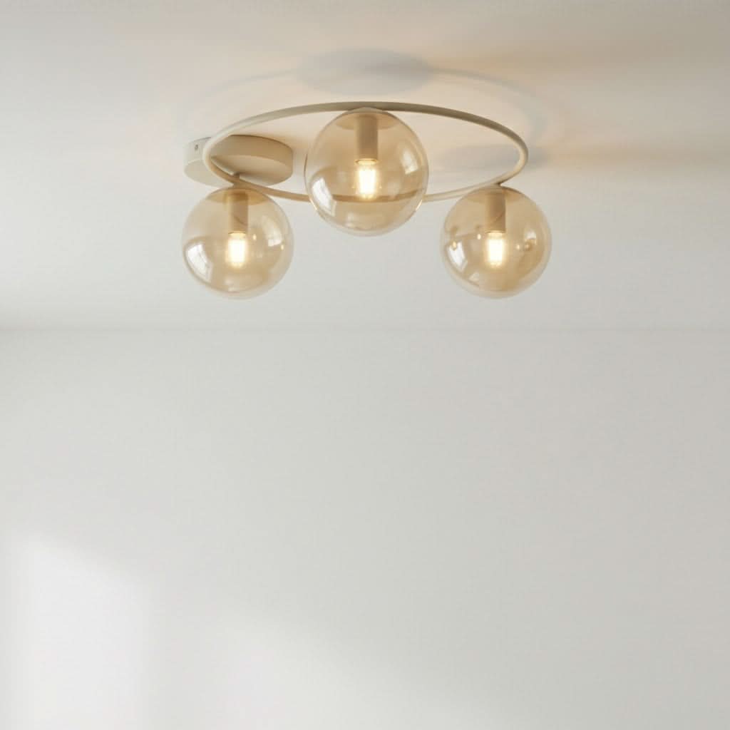 Plafonnier Sopra 3 lumières beige, verre ambré