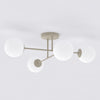 Plafonnier Roma 4 lumières beige, verre blanc