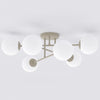 Plafonnier Roma 6 lumières beige, verre blanc