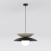 Suspension Nagoya noire et beige, verre blanc