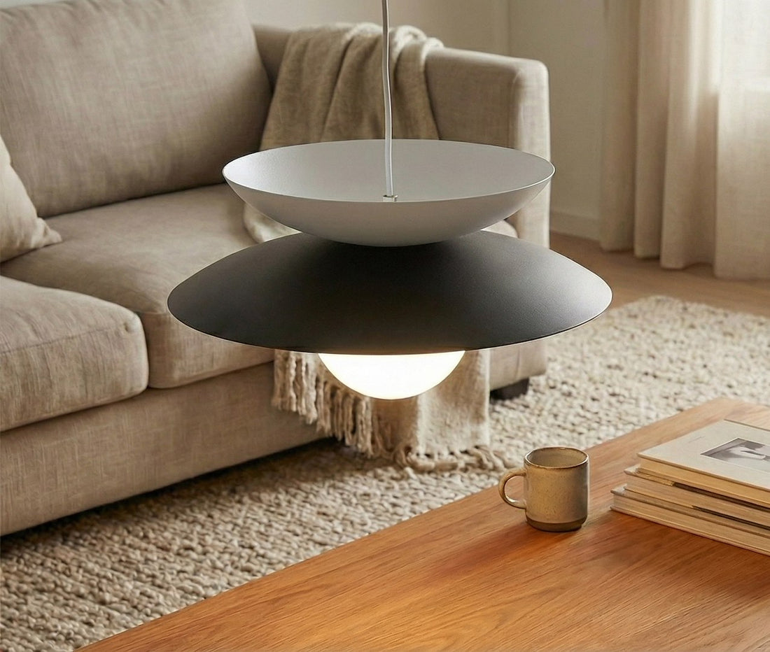 Suspension Nagoya noire, verre blanc