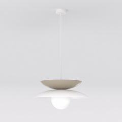 Suspension Nagoya noire et beige, verre blanc