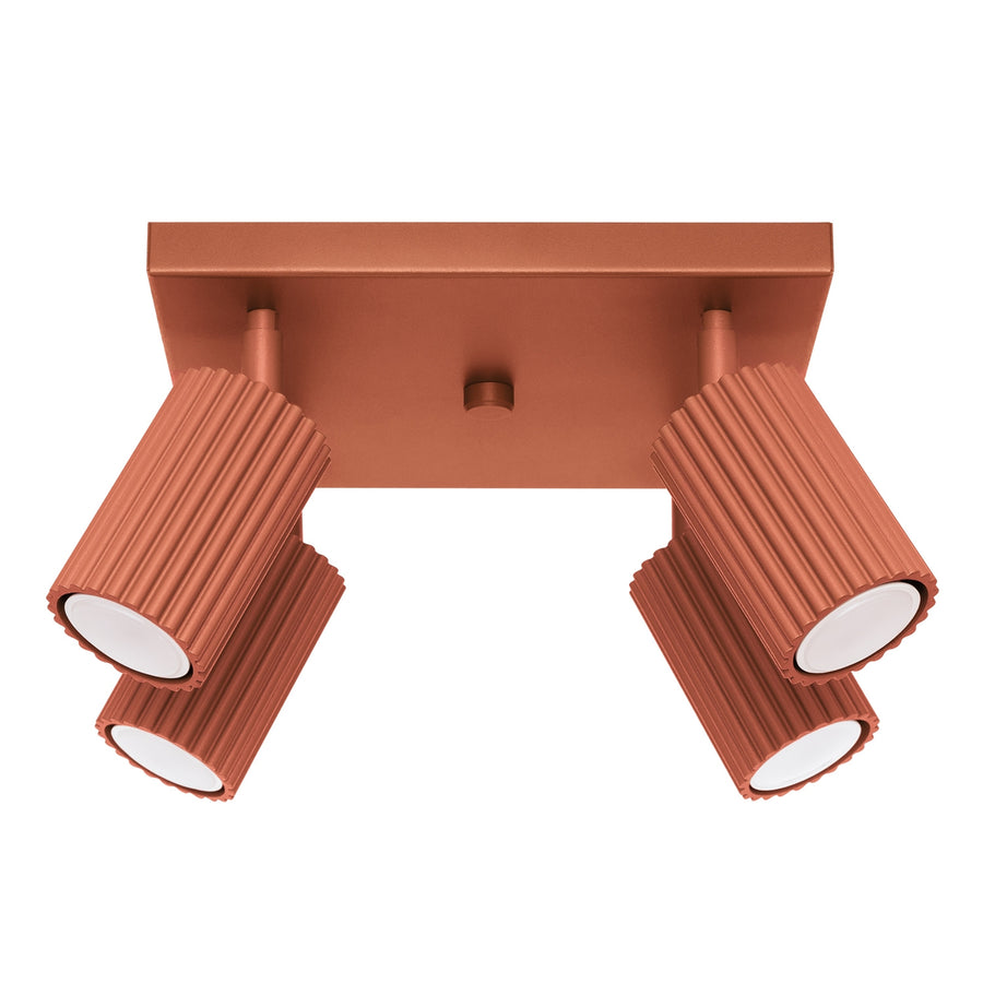 Plafonnier KARBON 4 4 feux Ocre rouge