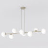 Suspension Magnus 8 lumières beige, verre blanc