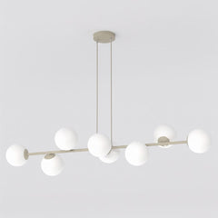 Suspension Magnus 8 lumières beige, verre blanc