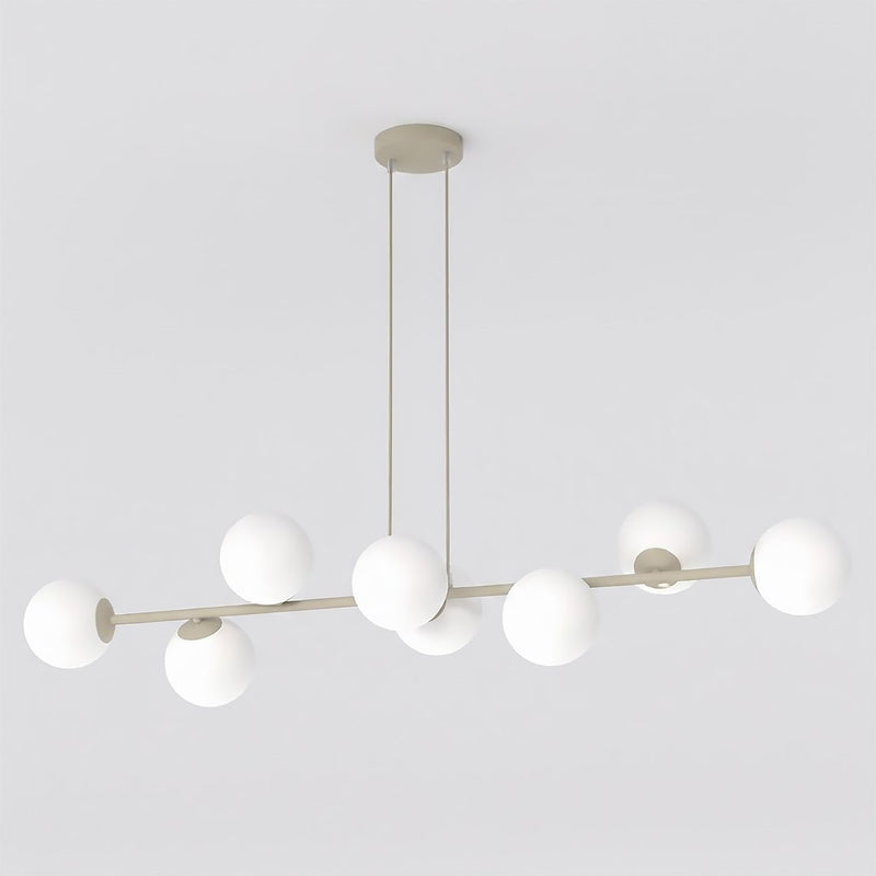 Suspension Magnus 8 lumières beige, verre blanc