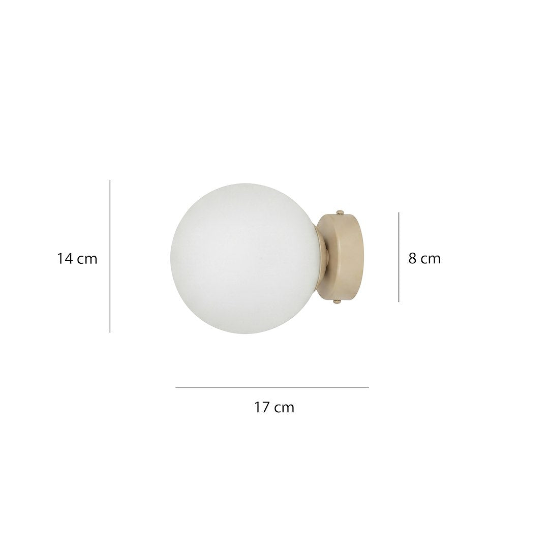 Schéma de dimensions : 14 cm de hauteur, 17 cm de largeur et 8 cm de base