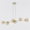 Suspension Magnus 6 lumières beige, verre ambré