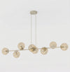 Suspension Magnus 8 lumières beige, verre ambré