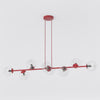 Suspension Magnus 8 lumières bordeaux, verre transparent