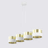 Suspension Lux 4 lumières blanche, tissu doré