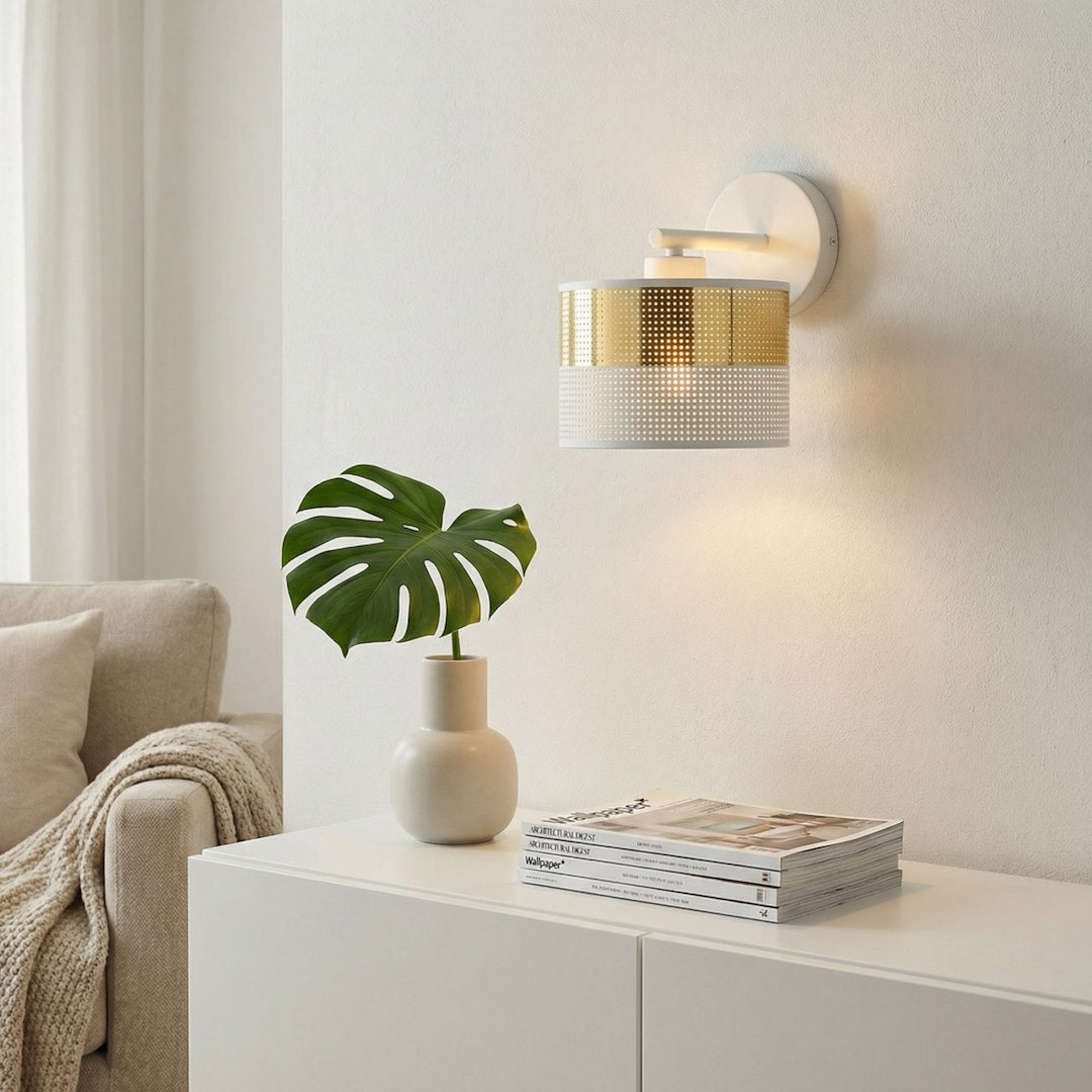 Applique murale Lux blanche, tissu doré