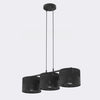 Suspension Karbon 3 lumières noire, tissu noir, H 20 cm