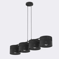 Suspension Karbon 4 lumières noire, tissu noir
