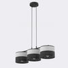 Suspension Karbon 3 lumières noire, tissu gris, H 20 cm