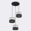Suspension Karbon 3 lumières noire, tissu gris, H 43 cm
