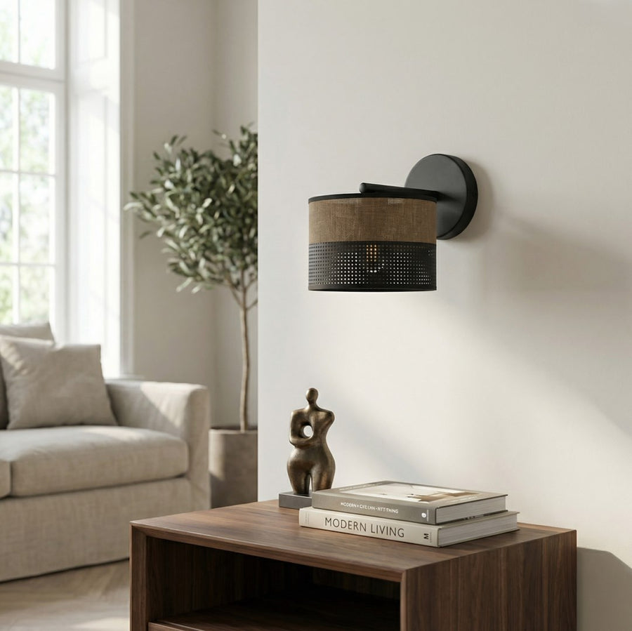Applique murale Karbon noire, tissu marron