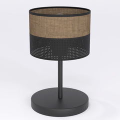 Lampe à poser Karbon noire, tissu marron