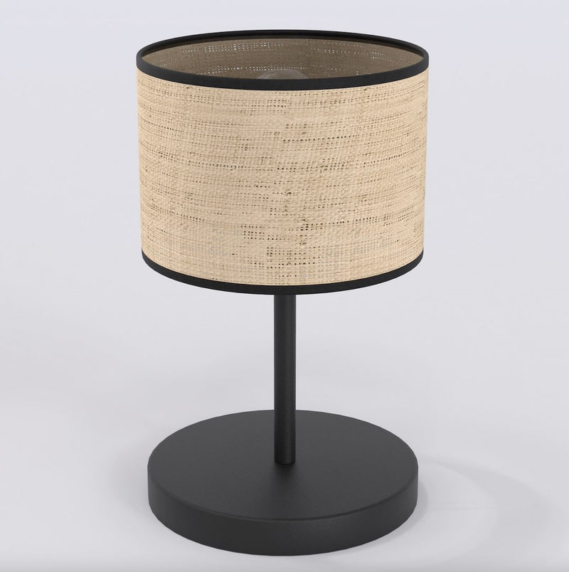 Lampe à poser Eco noire, rotin