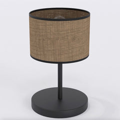 Lampe à poser Eco marron et noire, tissu marron