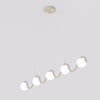 Suspension Sinus 5 lumières beige, verre blanc